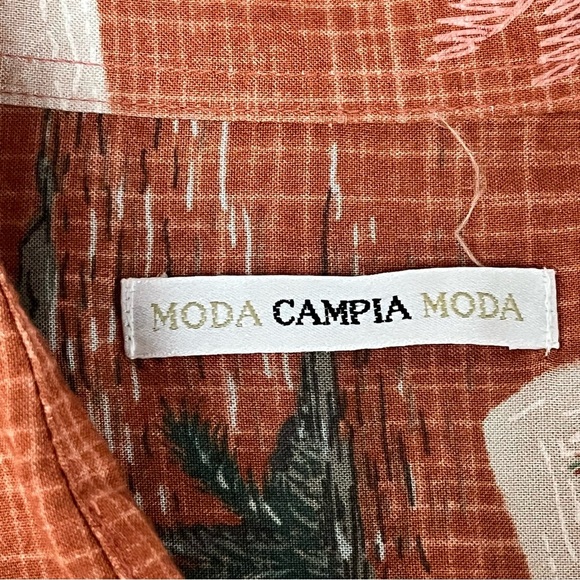 Vtg Retro Campia Moda Shirt Mens S Orange Hawaii Camp Beach Tropical Florida - Picture 8 of 9
